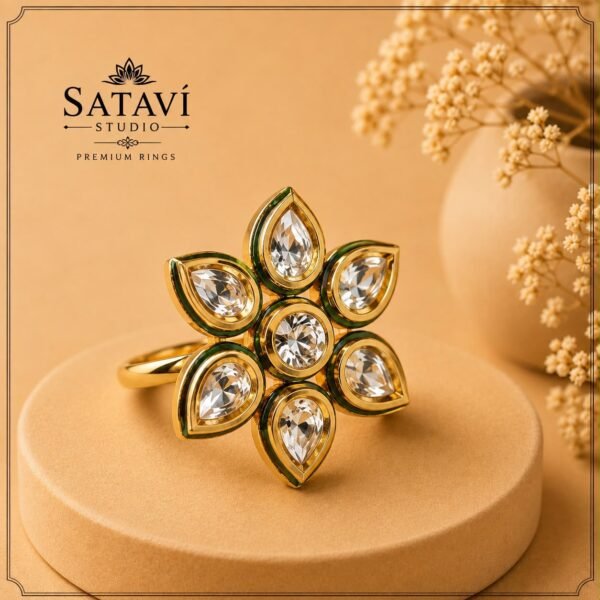 Floral Crystal Statement Ring