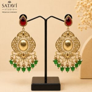 WhatsApp Image 2026-08-12 at 11.36.41 AM Sneh Gold Texure with Green Earring