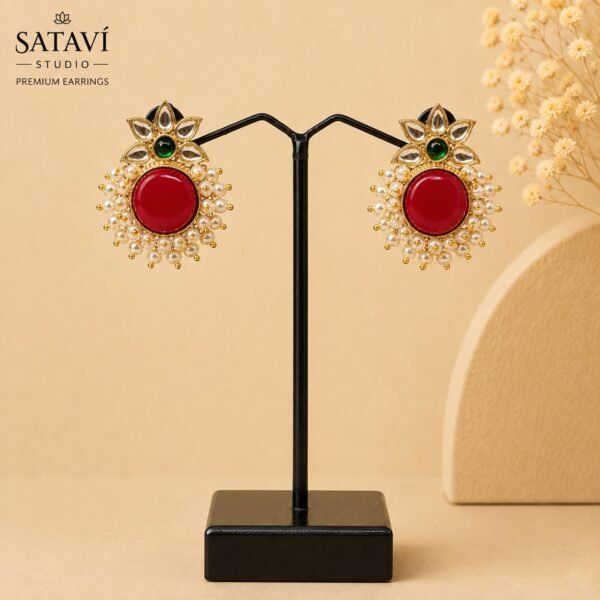 Jasmine Premium Gold Stud with pearl bandhai