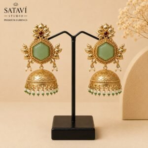 Simran  Green Stone Gold Jhumki