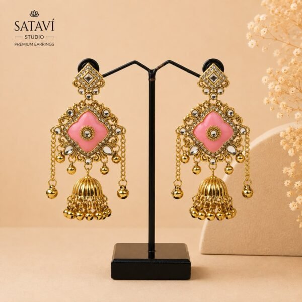 Pink Antique kashmiri Jhumka Earrings