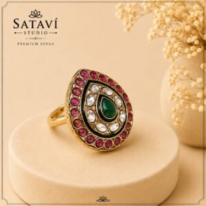 WhatsApp Image 2026-08-13 at 1.45.59 PM Royal Kundan Teardrop Statement Ring